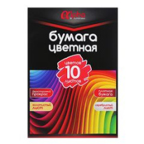 Бумага цветная 10л 10цв 2х стор., 19*27,5см, мелов.офсет (зол. и сер.), "Альфа", Clip Studio (1/60)