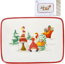 Блюдо "Рождественские гномы" 20х15см (керамика) (подарочная упаковка) (1/48)