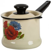 Ковш 1,0л с/кр, с/дек мет/руч (слоновая) эмаль(8)