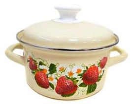 Кастрюля  1,5л цил. с/об с/дек (слоновая) эмаль(6)