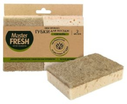 Губки д/мытья посуды XXL 2шт (крупнопор.поролон) из Агавы Master FRESH ЭКО (1/30)