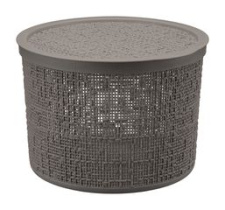 Коробка БЯЗЬ с крышкой D=22cм 4,5л Французский серый пласт.(1/8)