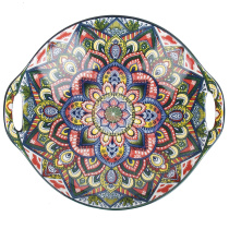 "Arabesque" Блюдо с ручками  (синий) 23,5х20х4,5см (min9) (транспортная упаковка)фарф.(9/36)