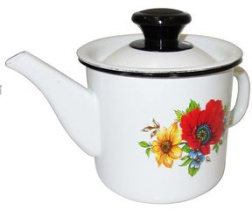 Чайник 1,0л с/дек (белая) эмаль.(1/10)