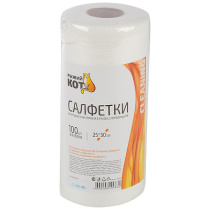 Салфетки из спанлейса в рулоне с перфорацией 25*30см, 100шт "Рыжий кот" (12/12)