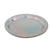 Набор тарелок одноразовых, 6 шт, 18 см, голография, бумага (12/240)