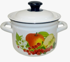 Кастрюля  3,0л цил. б/дек (белая) эмаль (4)