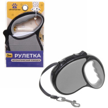 Поводок-рулетка "Верный друг" 3м до 10кг цвет серый (1/36)