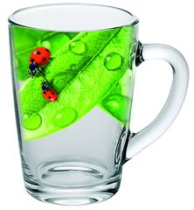 Кружка для чая 300мл "Живая природа. Зеленый лист"  стекло(12)