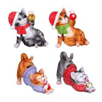 Копилка новогодняя кошечка, полистоун, 14х6,5х10,2см, 4 диз СНОУ БУМ (1/4/64)