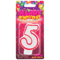 Свеча тортовая цифра 5 (5*7,5*1,2см)парафин(12/12)