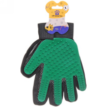 Расческа - перчатка д/собак и кошек "ЛАПКИ и ЦАРАПКИ"на липучке, цвет зеленый, 23см(1/10)