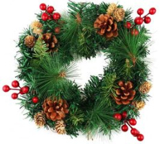 Венок Новогодний  30см(ПВХ,пласт.мет) (1/32)