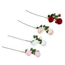 Букет искусственных цветов розы, 65 см, ткань, пластик, жел. провол., 4цв LADECOR (1/12)