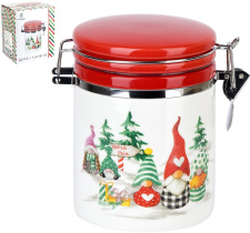 Банка для сыпучих продуктов (клипс) "Рождественские гномы" v=630мл (под.упаковка)керам. (1/24)