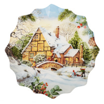 Блюдо круглое, 20см, стекло, Зимние забавы 2025 (1/6/48)