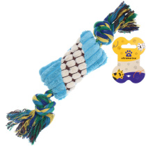 Игрушка д/щенков, собак мелких и средних пород "Косточка с канатом",цв.голубой, с пищ., 22*6см(1/12