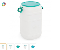Канистра-бочка  40л (диам. горл 250мм) навес. ручки пласт (1/4)