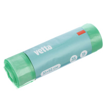Мешки для мусора с завязками 35 л., 15 шт., стандарт, зелёные, рулон VETTA (30/30)