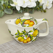 Чайник заварочный керамический 350мл с ситом "Лимоны" (1/60)