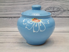 Горшочек "Русский" 0,85л 1сорт Ромашка голубая (12) 