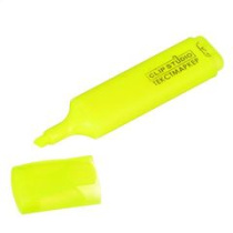 Маркер-выделитель желтый линия 4мм, плоский корпус, скошенный наконечник (1/12)