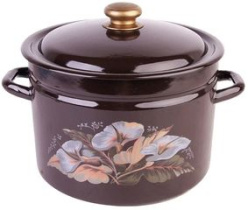 Кастрюля  8,0л цил, с/дек (коричн) эмаль(2)