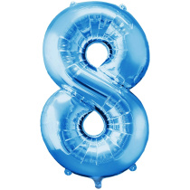 Шар фольгированный 32'/81см "Цифра 8" (синий) (1/20)
