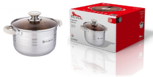 Кастрюля 4,0л с ст/кр Paris(5-ти степ.капс.индукц.дно,ручка-хром.сталь с сил встав.)(нжс) п/у (1/6)