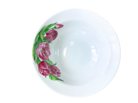 Миска 500 мл Розовые тюльпаны (фарфор) , р.4, С1411 (12)