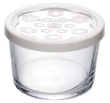 Банка Basic 0,22л малая с белой биокомпонентной кр. стекло(12)