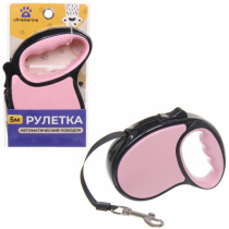 Поводок-рулетка "Верный друг" 5м до 15кг цвет розовый (1/36)
