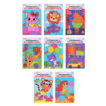 Аппликация из помпончиков Микс,картон 26,5*16см,текстиль 8диз,3+ (1/8/240)