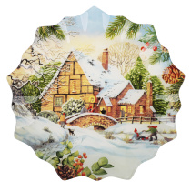 Блюдо круглое, 25см, стекло Зимние забавы (1/6/36)