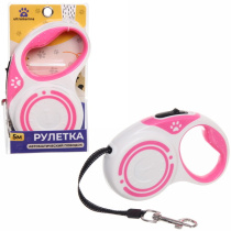 Поводок-рулетка "Pet" 5м до 15кг цвет белый (1/36)