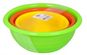 Набор мисок 3пр (1,2л, 2,1л, 3,2л) МИКС пластик(1/6)