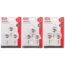 Крючки самокл. на блистере 3шт (пластик/металл) (3диз) VETTA (1/10/160)