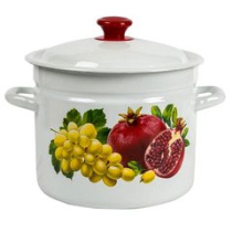 Кастрюля  7,0л цил. Эквадор (белая) эмаль.(2)