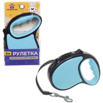 Поводок-рулетка "Верный друг" 5м до 15кг цвет голубой (1/36)