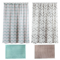 Набор д/ванной: шторка п/э 180х180см с кольцами 12шт, коврик 60х40см, 2диз VETTA (1/24)