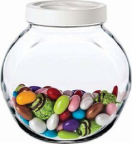 Банка Bella 2,14л (боковая) белая пл/кр стекло(6)