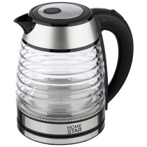Чайник 1,5л Homestar HS-1046 стекло, пластик черный (1/12)