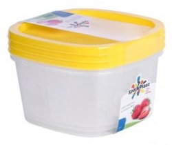 Набор контейнеров 3пр BioFresh (0,9л) квадратный микс пластик(1/10)