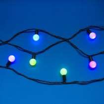 Гирлянда эл. нить 6м, насадка матовый шар d22мм, 30LED*RG/RB, автореж,ПВХ черный,220В СНОУ Б (1/50)
