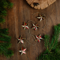 Бусы декоративные со звездами, пластик, 100 см, красный/золотой СНОУ БУМ (24/144)