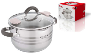 Кастрюля 3,8л,ст/кр со сливом,3-х слойн.капсул.дно,шкала литража, п/у (нжс) (6)
