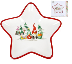 Блюдо "Рождественские гномы" 21,5х21см (керамика) (подарочная упаковка)(1/24)