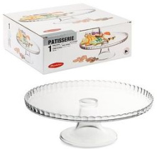 Тортовница Patisserie 280мм на ножке с бортиком вверх п/уп стекло(1/4)