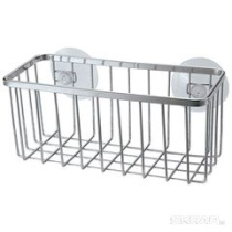 Корзинка для ванной комнаты19*8,5*8,5см(хром,пласт)(2присоски) (1/24)