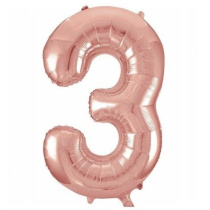 Шар фольгированный 32'/81см "Цифра 3" (розовое золото) (1/20)